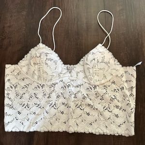 EUC White Lace Free People Bralette Size Small